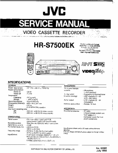 JVC HR-S7500 Complete Service Manual. 137 pages